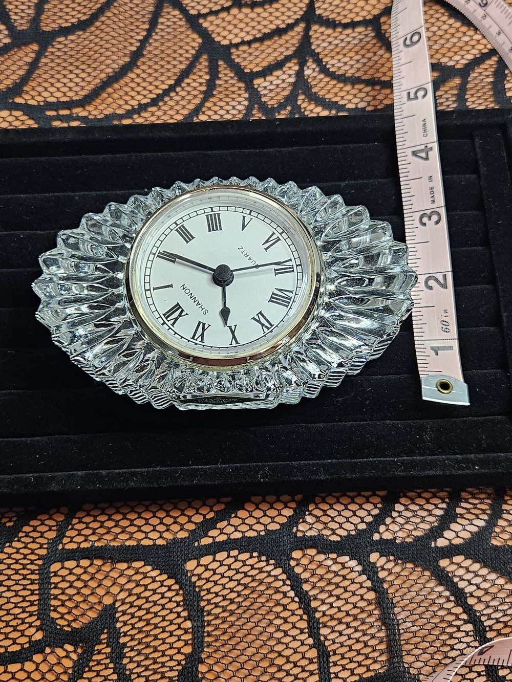 Shannon Crystal Lead Crystal Desk Clock Vintage Style Mantel Clock - Picture 6 of 7
